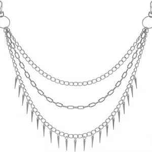 Hip hop multi-layer metal pants chain, punk spike waist chain for men and women fashion cool.