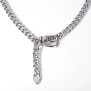 Silver metal chain belt detail, punk style waist chain for women fashion accessories