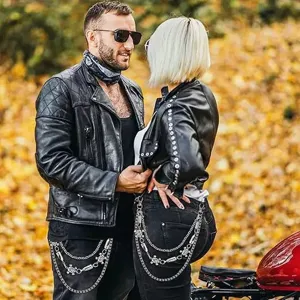 Chaîne de pantalon punk multicouche en métal avec crâne et balle pour styles streetwear tendance