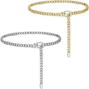 Punk Style Metal Waist Chain For Women Adjustable Thick Chain Belt Fashion Body Jewelry Gold Silver
