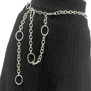 Mode Damen Metallische Taillenkette Mehrschichtige Ovalring Körperkette Punk Hip Hop Taille Schmuck Für Tägliche Party Kleidung