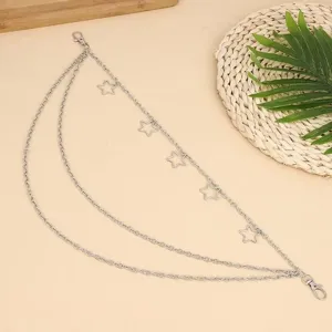 Punk fashion metal five-pointed star multi-layer waist chain trendy pants chain detail