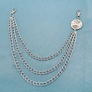 Punk multi-layer metal pants chain with round pendant, street style hip hop waist chain.