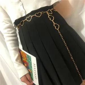 Exquisite goldene Herz-Taillenkette, stilvolle Metall-Körperkette für Damen, retro vielseitig.