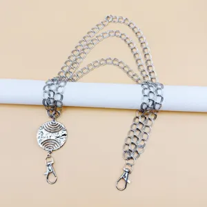 Punk multi-layer metal waist chain street style pants chain with round pendant for daily wear