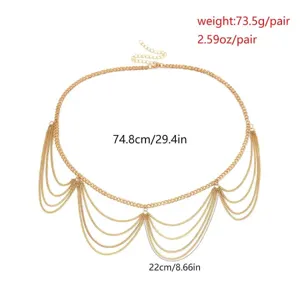 Gold multi-layer chain belt waist jewelry metallic drape design for women fashion daily wear
