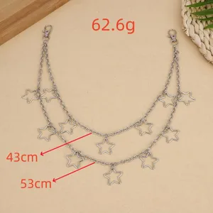 Punk Stil doppelte Schicht Metall Stern Taillenkette Hip Hop Hosenkette fur Damen Schmuck