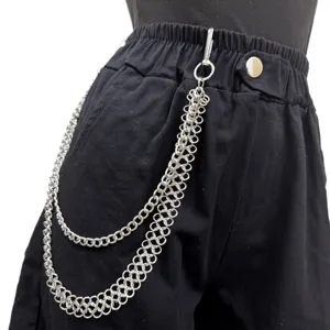 Punk Hip Hop Multi-Layer Metal Chain Waist Chain Silver Pants Chain Body Jewelry For Men Women Fashion Streetwear
