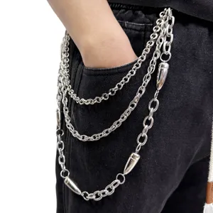 Chaîne de Pantalon Multicouche Hip Hop Punk Pendentif Balle en Métal Chaîne de Taille Mode Urbaine Bijou de Corps Pour Homme et Femme