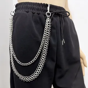 Punk style multi-layer metal pants chain hip hop trousers waist chain accessory detail