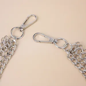 Detailed shot of multi-layer metal pants chain, cool hip-hop punk waist chain accessory.