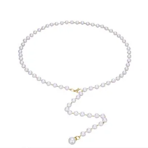 Fashion elegant imitation pearl waist chain single layer dress accessories for women chic