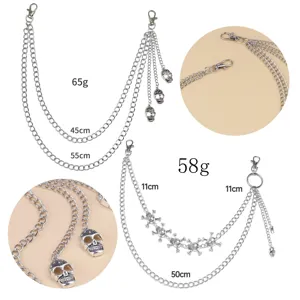 Punk skull metal pants chain hip hop multi-layer wallet chain cool streetwear accessories for men