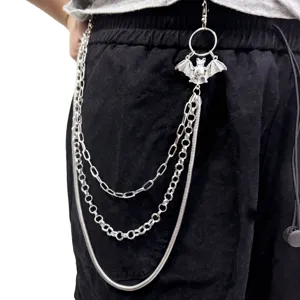 Punk Multi Layer Chain Pants Chain Hip Hop Cool Retro Bat Pendant Waist Chain Unisex Streetwear Metal Body Jewelry