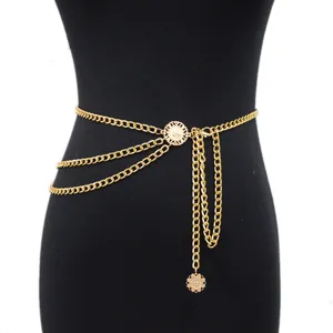 Mehrlagige goldene Metall Taillenkette sexy Bodykette verstellbarer Schmuck für Frauen
