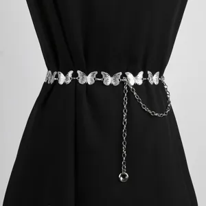 Modische Metal Vlinder Hart Bloem Taillenkette Vintage Lichaamsketting Voor Vrouwen Jurk Sieraden