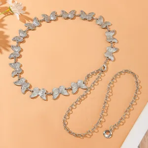 Zilveren metalen vlinder tailleketting detail, elegante lichaamsketting voor dames jurken.