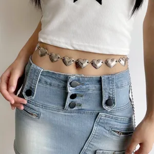 Chaîne de taille en métal cœur sexy pour femmes, chaîne de corps réglable pour look mode.