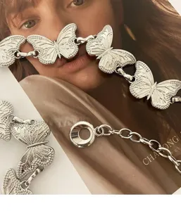 Zilveren vlinder taille ketting metalen riem JK uniform mode accessoire sieraden leuk.
