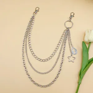 Multi-layer metal waist chain punk hip hop silver pants chain body jewelry for women daily wear