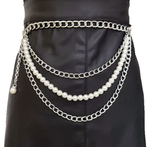 Mode Mehrschichtige Metall Kette Künstliche Perle Taillenkette Für Frauen Körper Kette Dekorative Taille Schmuck