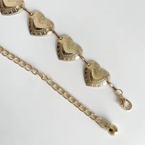 Gouden hartjes taille ketting voor vrouwen sexy metalen lichaams sieraden riem verstelbaar