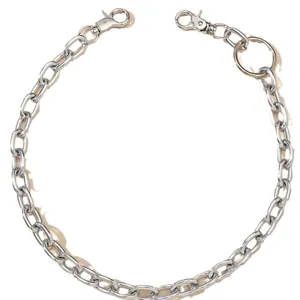 Punk style metal pants chain, silver hip-hop waist chain with round ring and clasps for women and men.