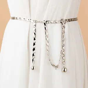 Silver metal waist chain for women multi layer body chain sexy dress accessory adjustable size