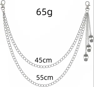 Punk Metall Totenkopf Taillenkette mehrschichtige Hosenkette Damen Streetwear Accessoire.