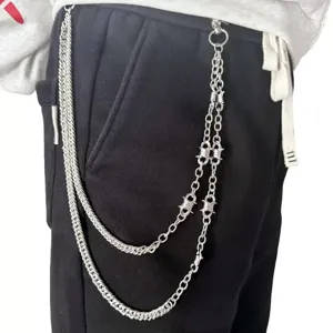 Unisex Punk Hip-Hop Mehrschichtige Metall Hosenkette Dornen Quasten Taillenkette Streetwear Rock Mode Schmuck Zubehör