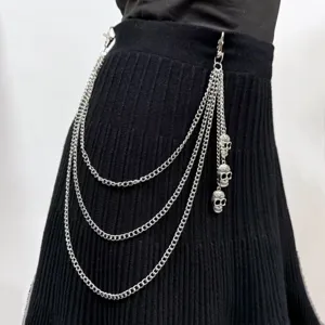 Punk Metall Totenkopf Mehrschichtige Taillenkette Hip Hop Rock Hosenkette Gotisch Körperschmuck Zubehör Für Damen