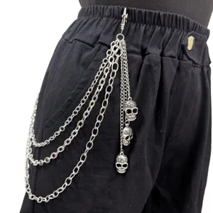 Punk Gothic Metall Totenkopf Taille Kette Mehrschichtige Hose Kette Hip Hop Rock Körper Kette Streetwear Schmuck Für Frauen Männer