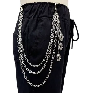 Punk mehrlagige Metall Totenkopf Huftkette Hosenkette fur Damen und Herren Gothic Schmuck
