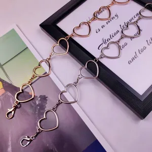 Exquisite metal hollow heart link body chain, vintage punk style waist belt for fashion women.