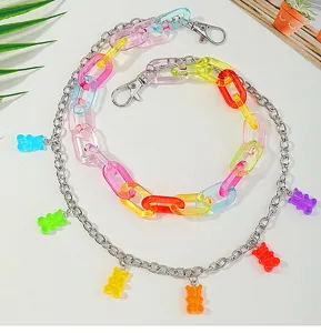 Colorful acrylic chain waist chain punk candy style pants chain for women fashion jewelry