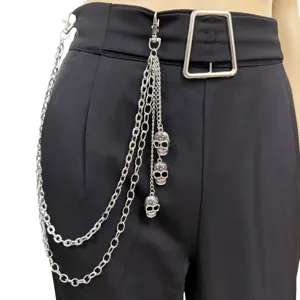 Punk Metall Totenkopf Huftkette mehrschichtige Hose Kette Rock Stil Korperschmuck Detailansicht