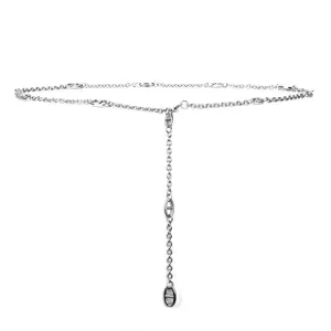 Chaine de taille en metal argente pour femme, chaine de corps tendance design ancre.