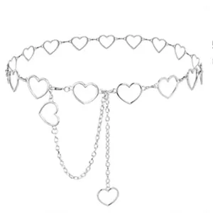 Silver heart chain belt, stylish metal waist chain for women fashion accessories variant