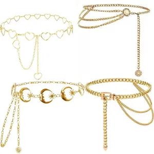 Women Fashion Sexy Metal Waist Chain Multi Layer Body Chain Punk Adjustable Waist Belt Fashion Jewelry
