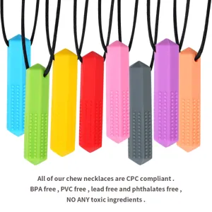 Siliconen Kristal Diamant Vorm Kinderen Kauwketting Sensorisch Speelgoed Peuter Troostende Bijtring Staf Hanger Verstelbare Zachte Cord Comfort Sieraden