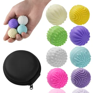 Silicone sensory balls set with storage bag tactile fidget toys for stress relief kids adults