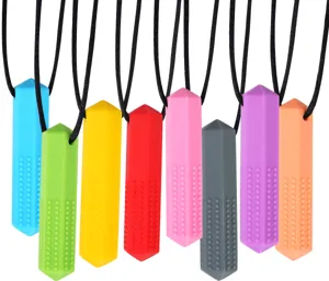 Kleurrijke siliconen kauwketting zintuiglijk speelgoed voor kinderen vorm van diamant