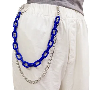 Hiphop mehrschichtige Acryl und Metall Hosenkette, coole Taillenkette für Damen und Herren.