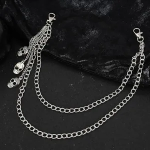 Punk Metall Totenkopf Anhänger Mehrschichtige Taille Kette Hose Kette Mode Schmuck Damen