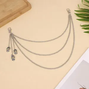 Modische Punk-Stil Metall mehrschichtige Totenkopf Taillenkette und coole Hosenkette für Damen.