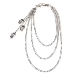 Punk mehrlagige silberne Metall Taillenkette mit Totenkopf Anhängern für Damen Mode
