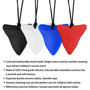 Baby Silicone Teething Necklace Shark Fin Teether Sensory Chew Toy For Infants Safe Molar Stick Teething Relief