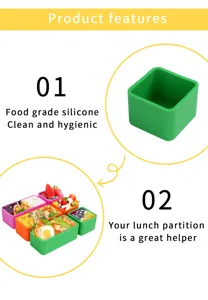 Silicone lunch box divider detail view, food grade material, clean and hygienic container.