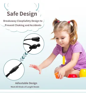 Siliconen sensorische kauwketting voor kinderen, veilige sluiting en verstelbaar ontwerp.