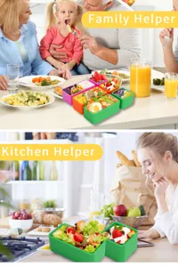 Square silicone lunch box with compartments, microwave safe bento box for food storage and meal prep.